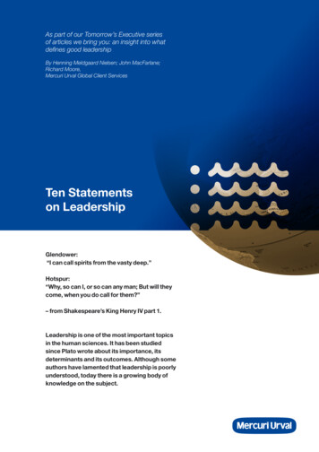 Ten Statements On Leadership - Mercuri Urval