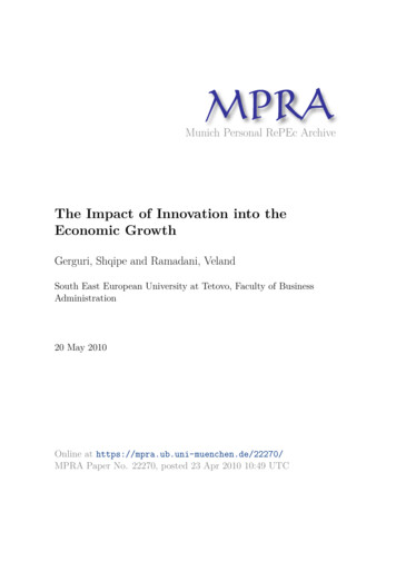 The Impact Of Innovation Into The Economic Growth - LMU