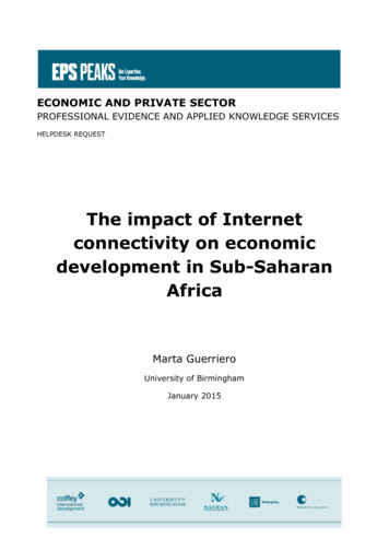The Impact Of Internet Connectivity On Economic Development In Sub .