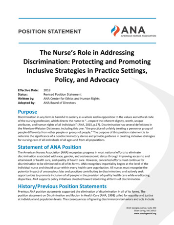 The Nurses Role In Addressing Discrimination - American Nurses Association