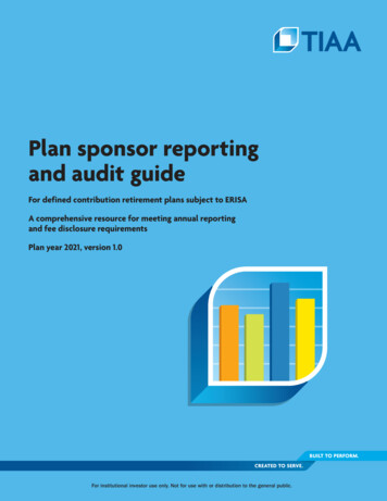 Plan Sponsor Reporting And Audit Guide - Tiaa 