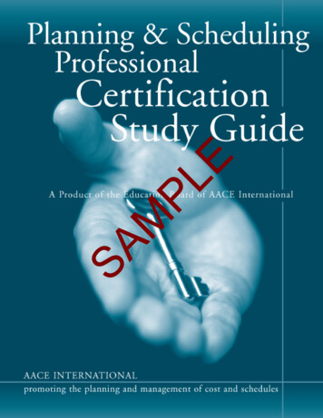 Planning And Scheduling Professional (PSP) Certification .