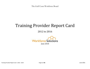 Training Provider Report Card