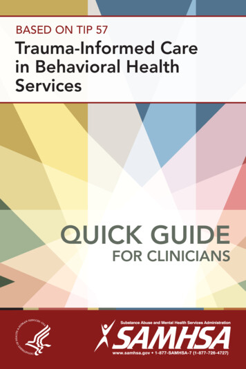 Trauma-Informed Care In Behavioral Health Services - OHSU