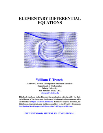 ELEMENTARY DIFFERENTIAL EQUATIONS - Trinity University