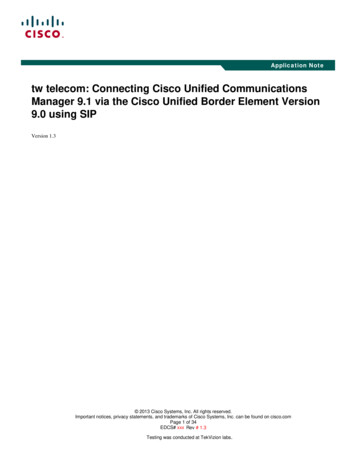 TW Telecom: Connecting Cisco Unified Communications Manager 9.1 Via The .