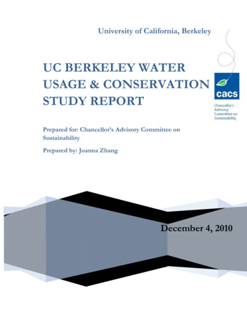 Uc Berkeley Water Usage & Conservation Study Report