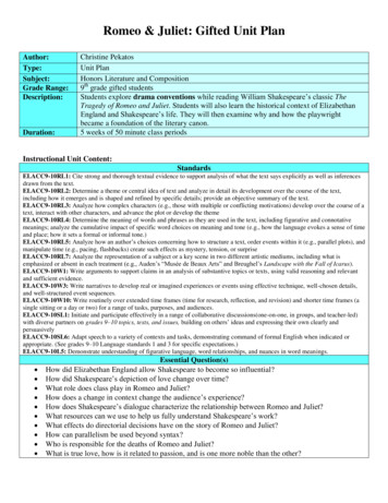 Romeo & Juliet: Gifted Unit Plan - Weebly