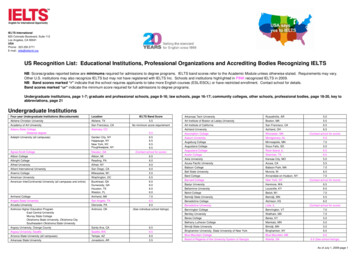 US Recognition List: Educational Institutions, Professional .