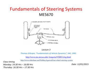Fundamentals Of Steering Systems - IIT Hyderabad