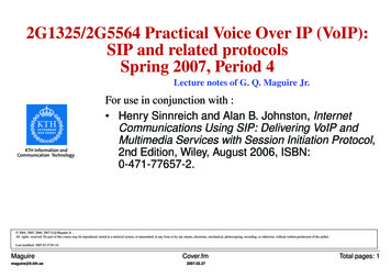 2G1325/2G5564 Practical Voice Over IP (VoIP): SIP And Related . - KTH