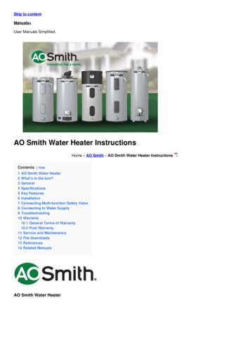 AO Smith Water Heater Instructions - Manuals 