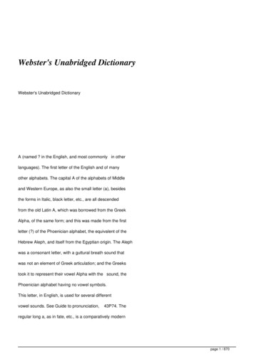 Webster's Unabridged Dictionary - Full Text Archive