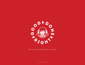 2020 CORPORATE RESPONSIBILITY REPORT - Wendy's