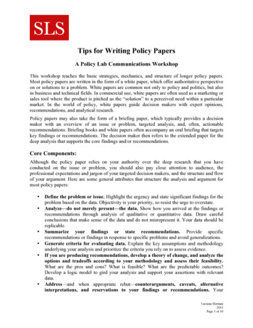 Tips For Writing Policy Papers - Stanford Law School