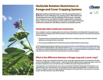 Herbicide Rotation Restrictions In Forage And Cover .
