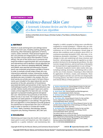 CONTINENCE CARE Evidence-Based Skin Care
