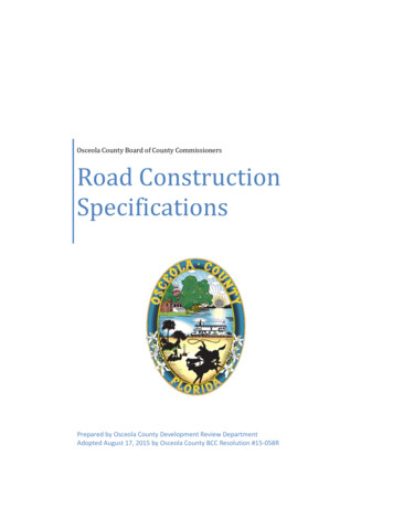 Road Construction Specifications - Osceola County, Florida