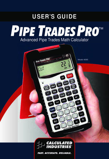 USER’S GUidE PIPE TRADES P Ro - Lowe's
