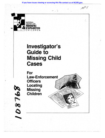 Investigator's Guide To Missing Child Cases