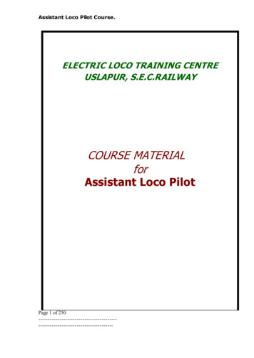 COURSE MATERIAL For Assistant Loco Pilot