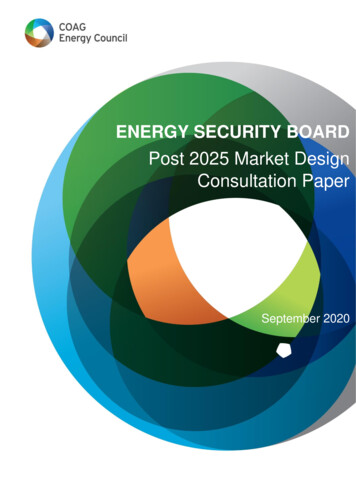 Post 2025 Market Design Consultation Paper