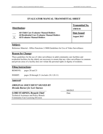 EVALUATOR MANUAL TRANSMITTAL SHEET Transmittal No. - California