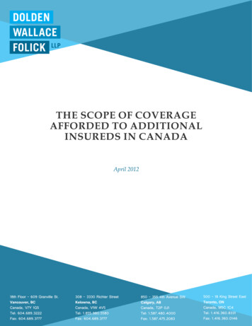 The Scope Of Coverage Afforded To Additional Insureds In Canada