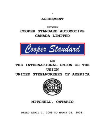 Between Cooper Standard Automotive Canada Limited