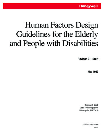 Human Factors Design Guidelines For The Elderly And People .