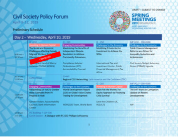 SUBJECT TO CHANGE Ivil Society Policy Forum - World Bank