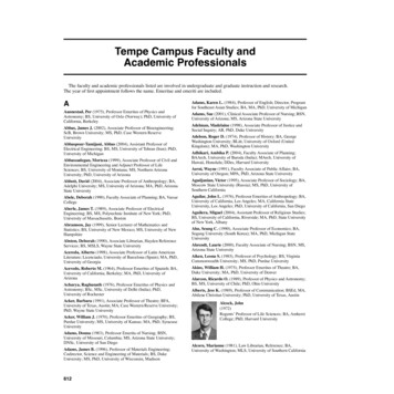 Tempe Campus Faculty And Academic Professionals - Arizona State University