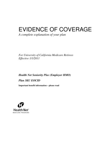 EVIDENCE OF COVERAGE - University Of California
