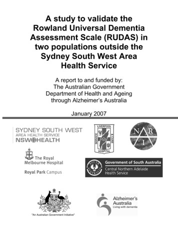 A Study To Validate The Rowland Universal Dementia . - Dementia Australia