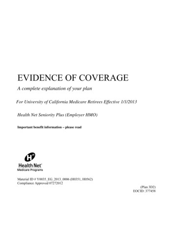 EVIDENCE OF COVERAGE - Ucnet.universityofcalifornia.edu