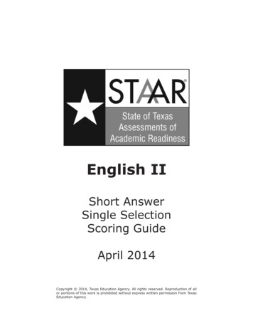 2014 STAAR English Two Single Selection Scoring Guide