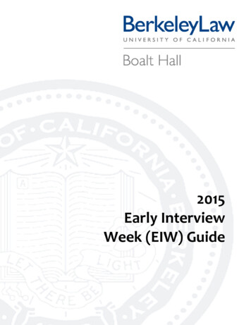 2015 Early Interview Week (EIW) Guide