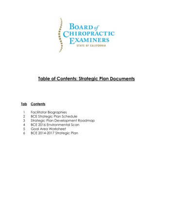 Table Of Contents: Strategic Plan Documents - California