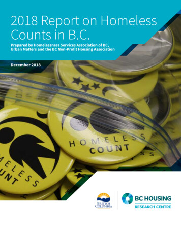 2018 Report On Homeless Counts In BC - Bchousing 