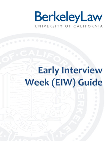 Early Interview Week (EIW) Guide - Berkeley Law