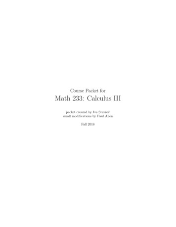 Course Packet For Math 233: Calculus III