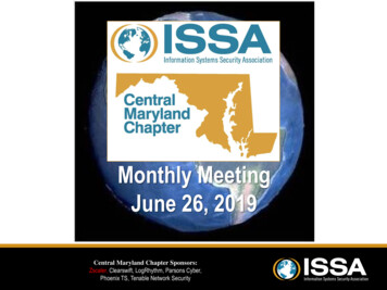 Monthly Meeting June 26, 2019 - Central Maryland Chapter Of ISSA