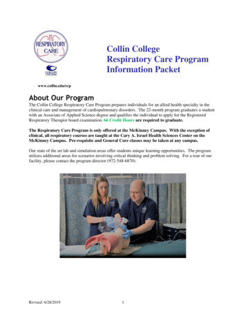 Collin College Respiratory Care Program Information Packet