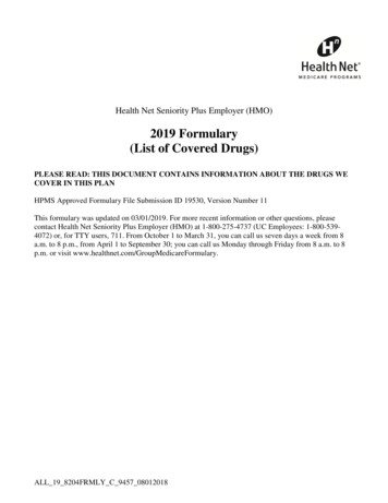 2019 Formulary (List Of Covered Drugs) - Health Net Oregon