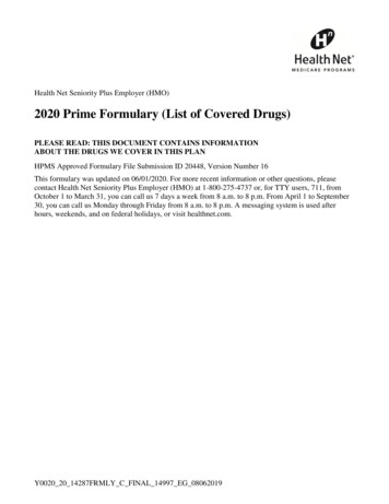 2020 Prime Formulary (List Of Covered Drugs) - M.healthnet 