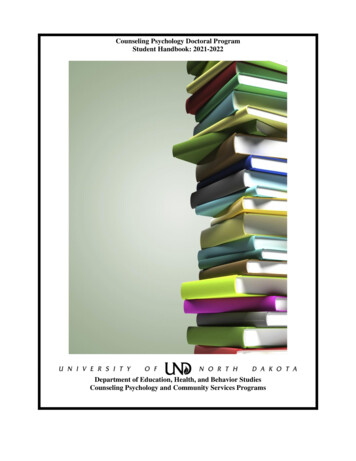 Counseling Psychology Doctoral Program Student Handbook: 2021-2022