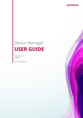 Device Manager USER GUIDE - Suprema Inc