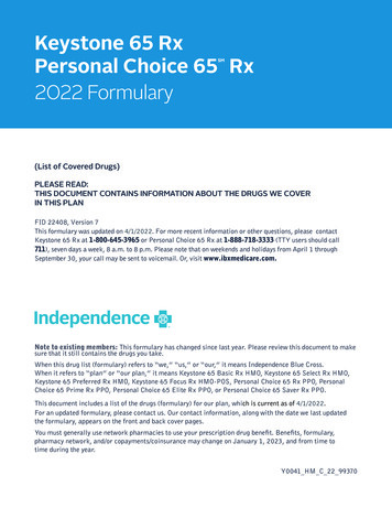 Keystone 65 Rx Personal Choice 65SM Rx 2022 Formulary