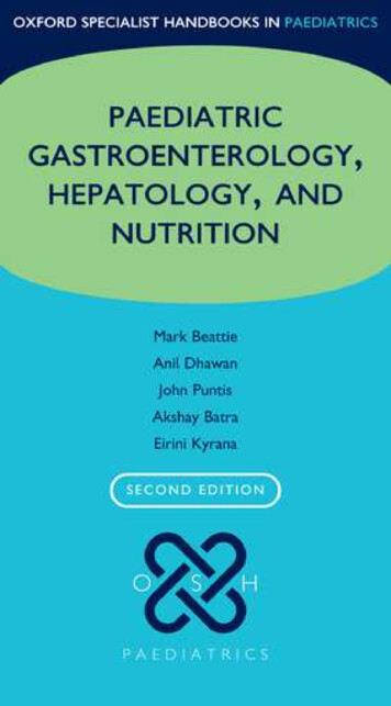 Oxford Specialist Handbook Of Paediatric Gastroenterology .