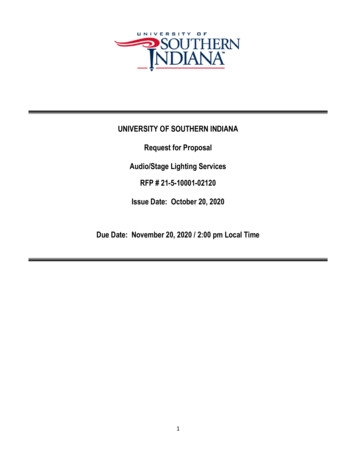 UNIVERSITY OF SOUTHERN INDIANA Request For Proposal Audio/Stage .